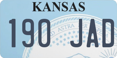 KS license plate 190JAD