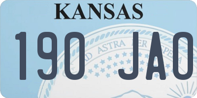 KS license plate 190JAO