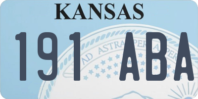 KS license plate 191ABA