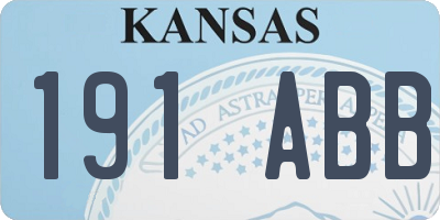 KS license plate 191ABB