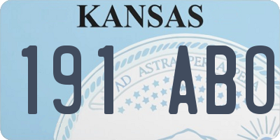 KS license plate 191ABO