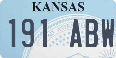 KS license plate 191ABW