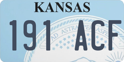 KS license plate 191ACF