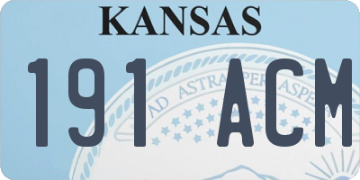 KS license plate 191ACM