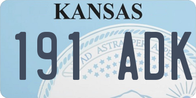 KS license plate 191ADK