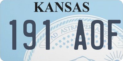 KS license plate 191AOF