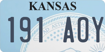 KS license plate 191AOY