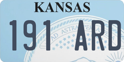 KS license plate 191ARD