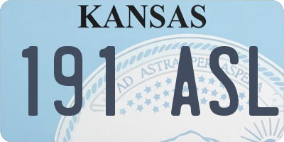 KS license plate 191ASL