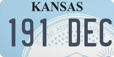 KS license plate 191DEC