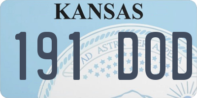 KS license plate 191DOD