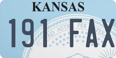 KS license plate 191FAX