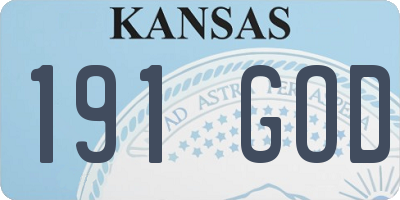 KS license plate 191GOD