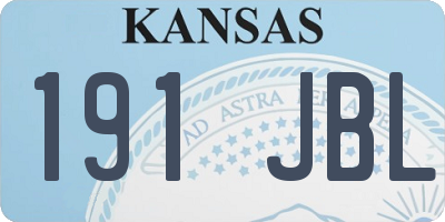 KS license plate 191JBL