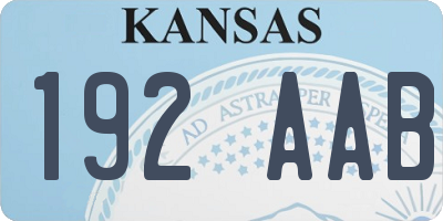 KS license plate 192AAB