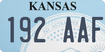 KS license plate 192AAF