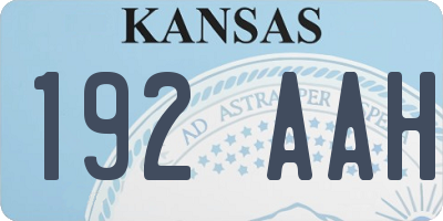 KS license plate 192AAH