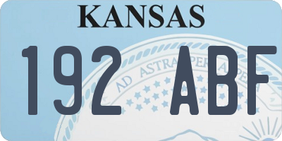 KS license plate 192ABF