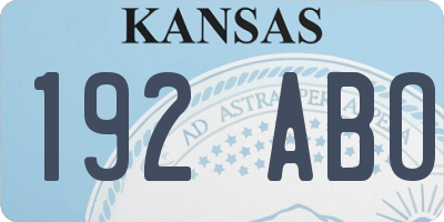 KS license plate 192ABO