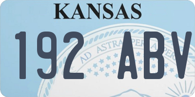 KS license plate 192ABV