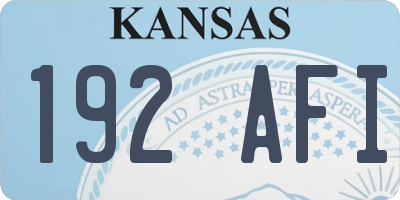 KS license plate 192AFI