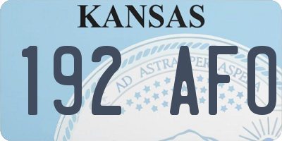 KS license plate 192AFO