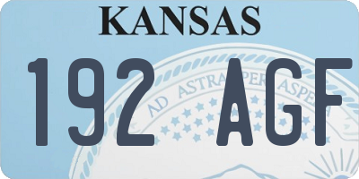 KS license plate 192AGF