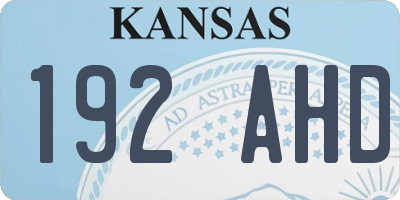 KS license plate 192AHD
