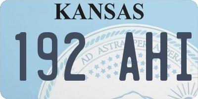 KS license plate 192AHI
