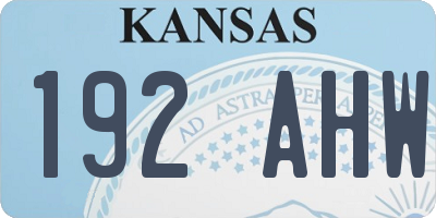 KS license plate 192AHW