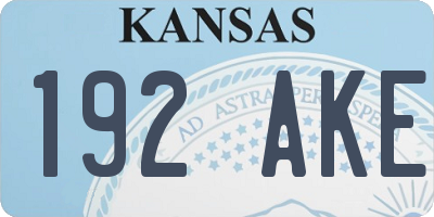 KS license plate 192AKE