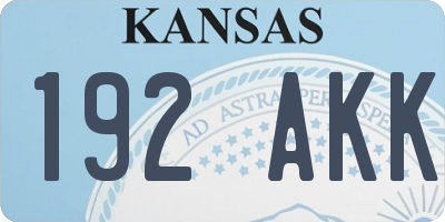 KS license plate 192AKK