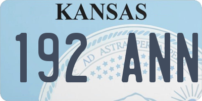 KS license plate 192ANN