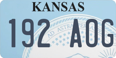 KS license plate 192AOG