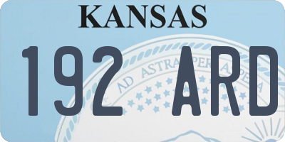KS license plate 192ARD