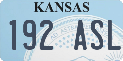 KS license plate 192ASL