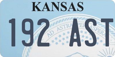 KS license plate 192AST