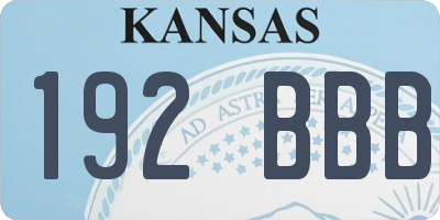 KS license plate 192BBB