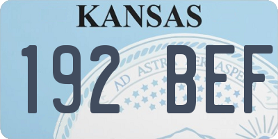 KS license plate 192BEF