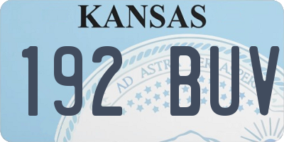 KS license plate 192BUV