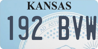 KS license plate 192BVW