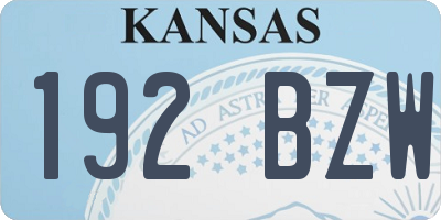 KS license plate 192BZW