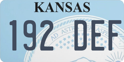 KS license plate 192DEF