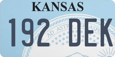 KS license plate 192DEK