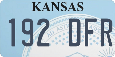 KS license plate 192DFR