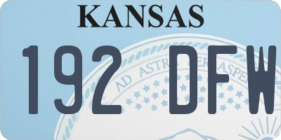 KS license plate 192DFW