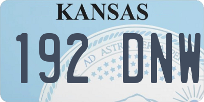 KS license plate 192DNW