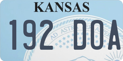 KS license plate 192DOA
