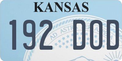 KS license plate 192DOD
