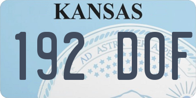 KS license plate 192DOF